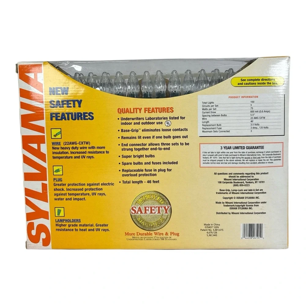 Sylvania 100 Brilliant Christmas Light Set Incandescent Out/ Indoor 46' Clear